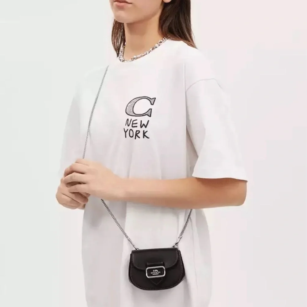 COACH Black Morgan Card Case Mini Leather Crossbody Bag - Picture 2 of 9